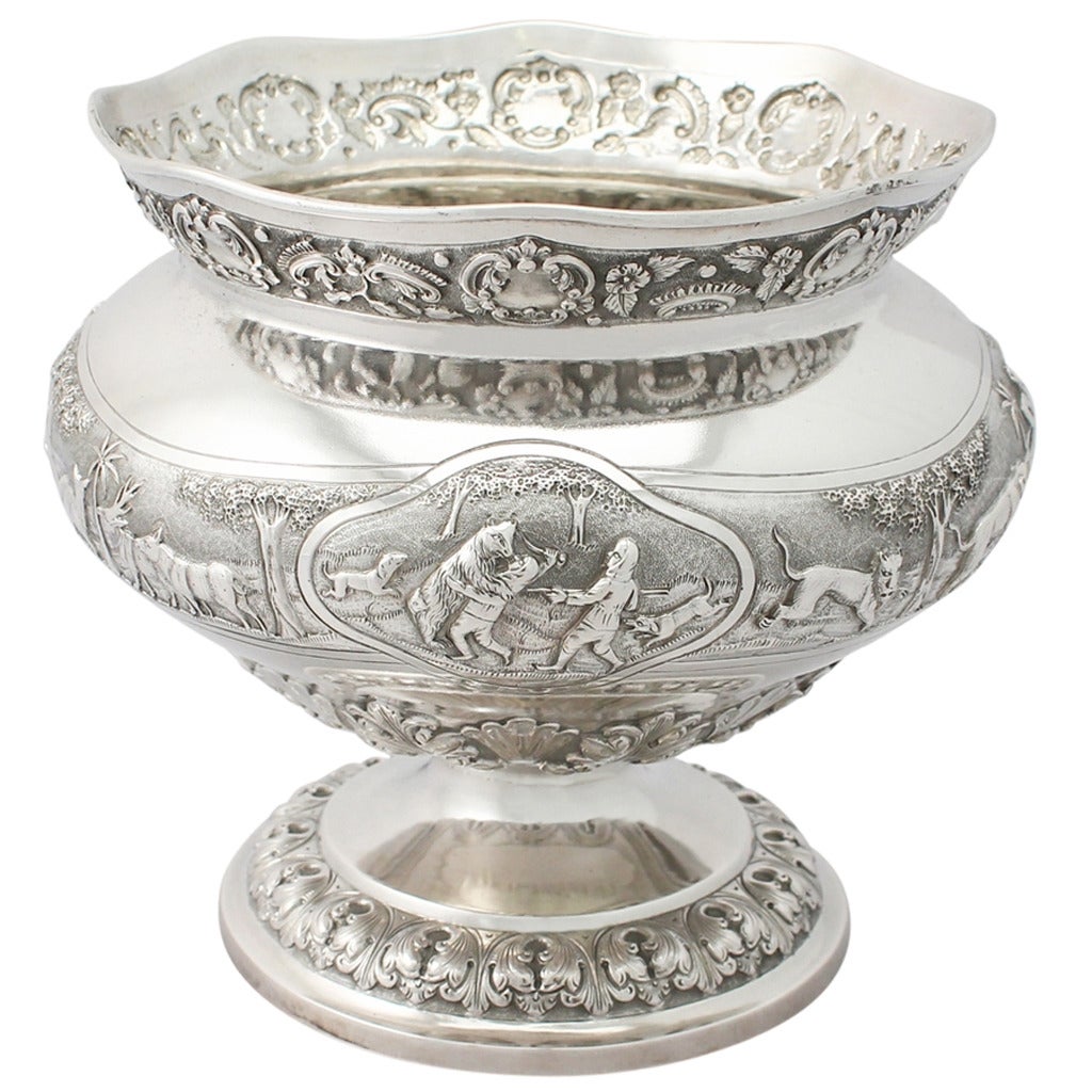 Indian Silver Bowl/Centerpiece- Antique Circa 1890