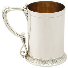 Sterling Silver Christening Mug, Antique Victorian