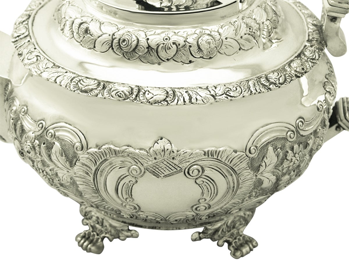 Irish Sterling Silver Teapot, Antique George IV