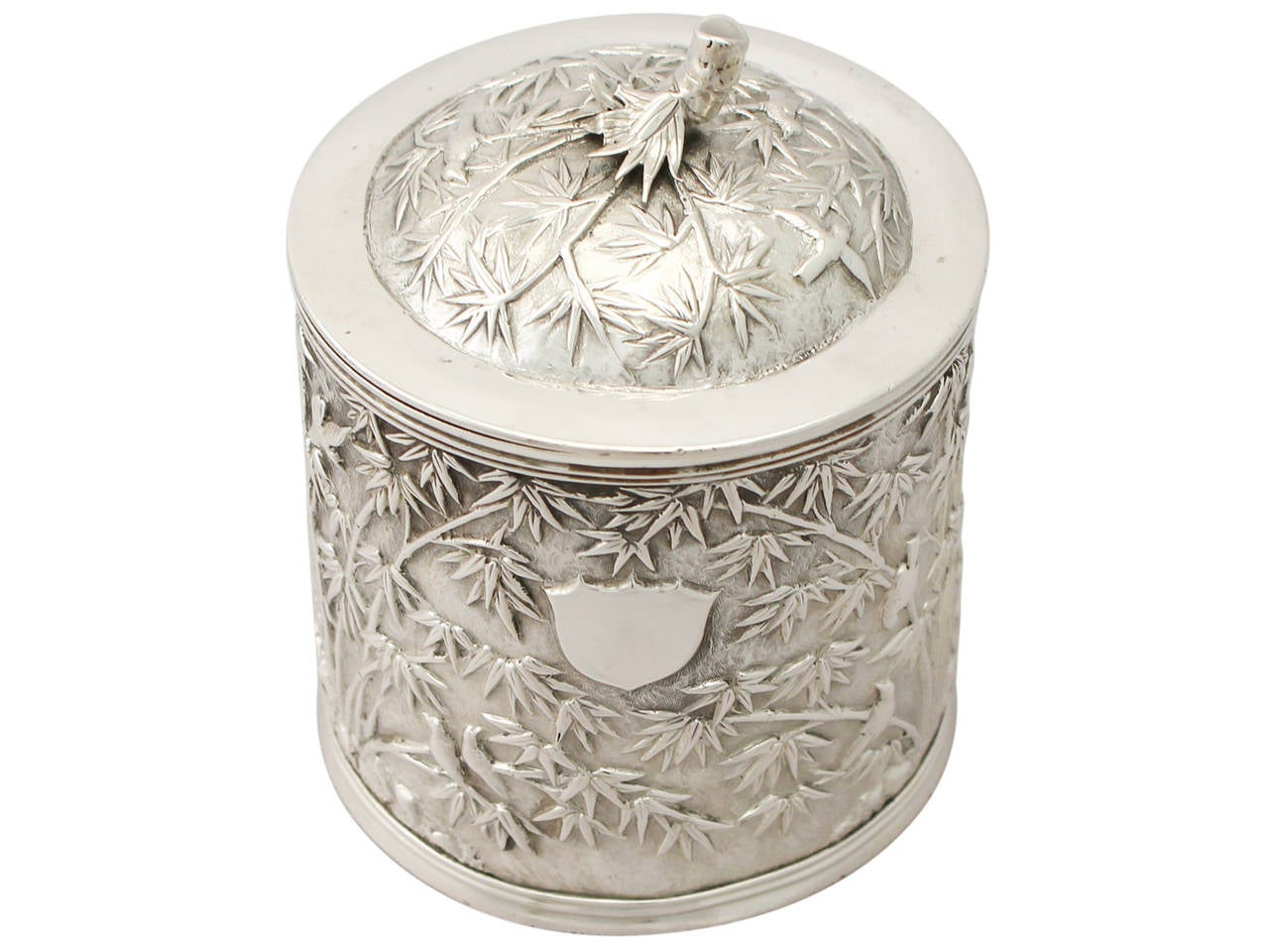Chinese Export Silver Tea Caddy, Antique, circa 1890 In Excellent Condition In Jesmond, Newcastle Upon Tyne