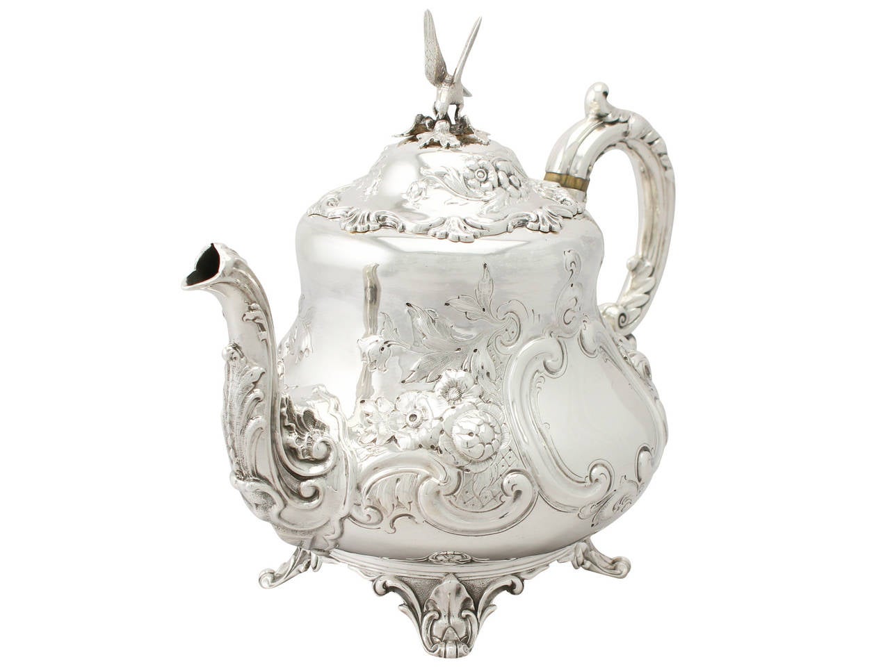 Louis Style Sterling Silver Teapot, Antique Victorian In Excellent Condition In Jesmond, Newcastle Upon Tyne