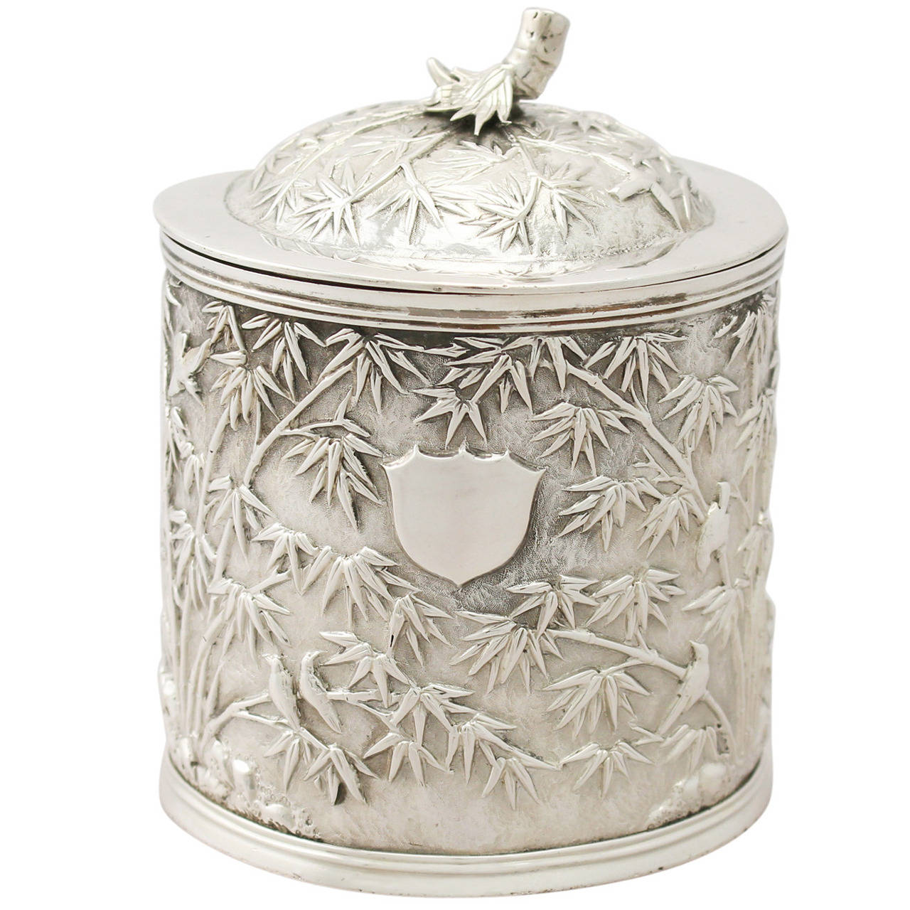 Chinese Export Silver Tea Caddy, Antique, circa 1890 at 1stDibs