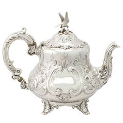 Louis Style Sterling Silver Teapot, Antique Victorian
