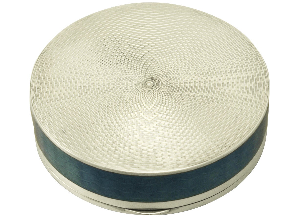 Sterling Silver and Enamel Box - Antique Circa 1930
