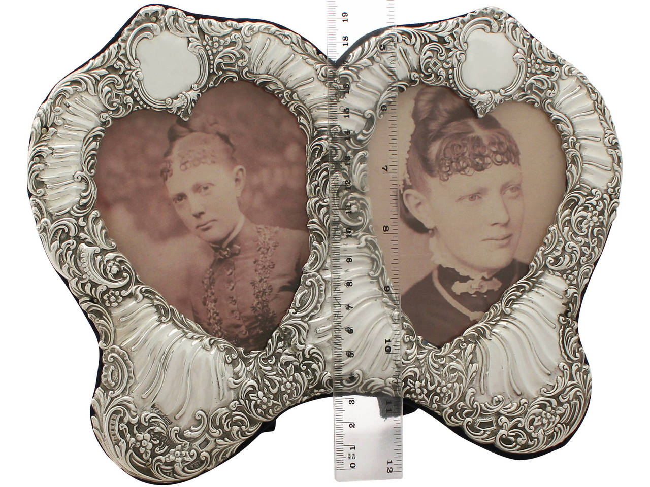 Sterling Silver Double Photograph Frame, Antique Victorian 2