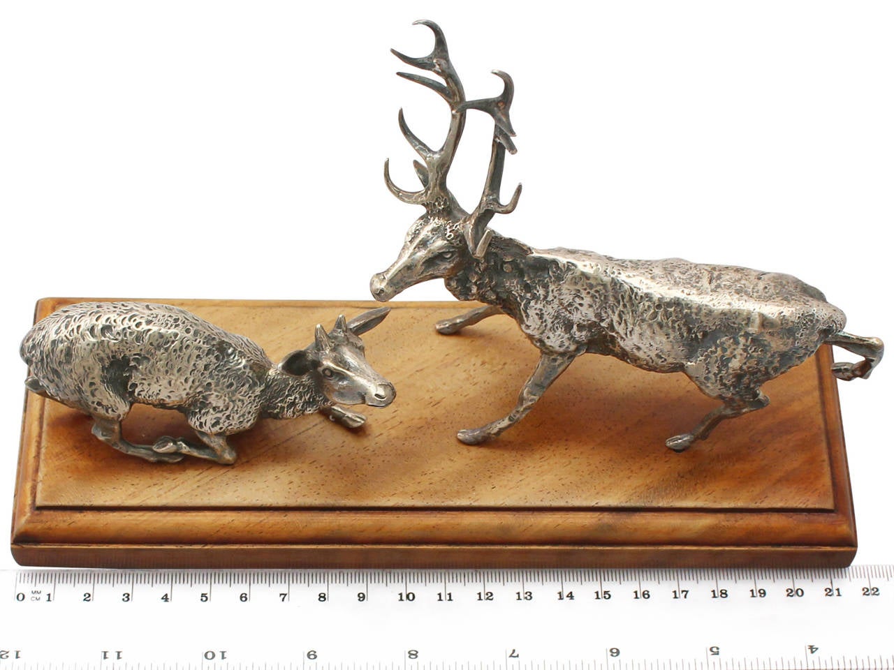 Victorian Sterling Silver Deer and Stag Table Ornament For Sale at 1stdibs