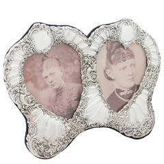Sterling Silver Double Photograph Frame, Antique Victorian