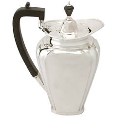 Antique George V Sterling Silver Coffee Jug, Art Nouveau Style 1
