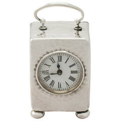Sterling Silver Boudoir Clock, Antique Victorian 10