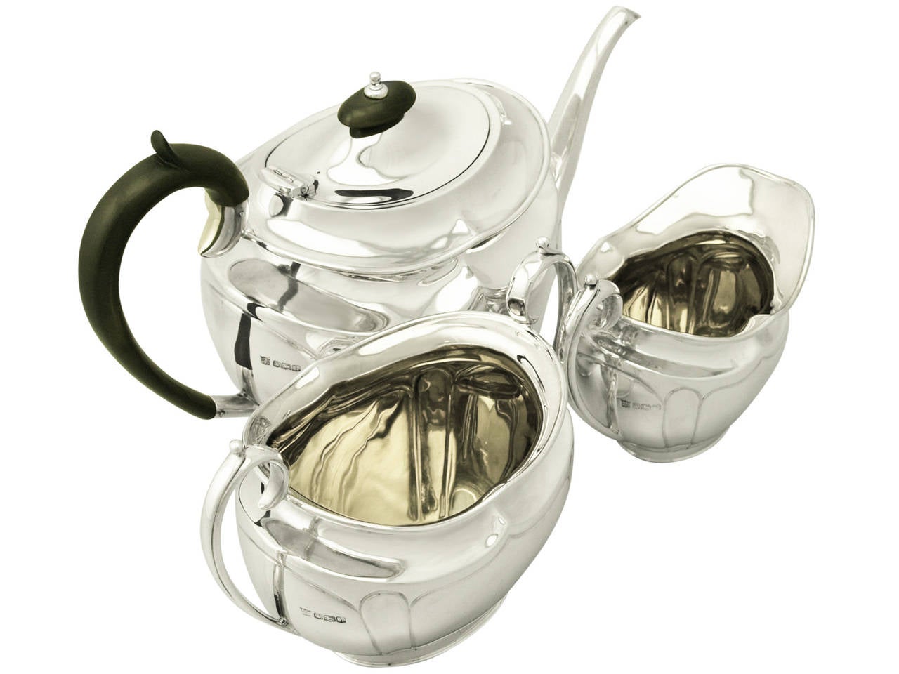 Sterling Silver Three-Piece Tea Service, Antique George V