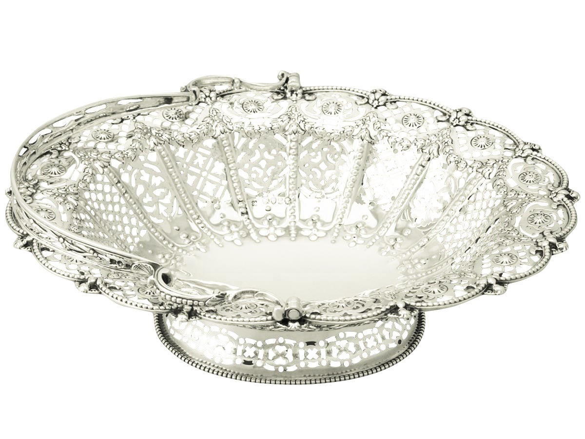 Sterling Silver Cake Basket Antique Victorian For Sale at 1stdibs