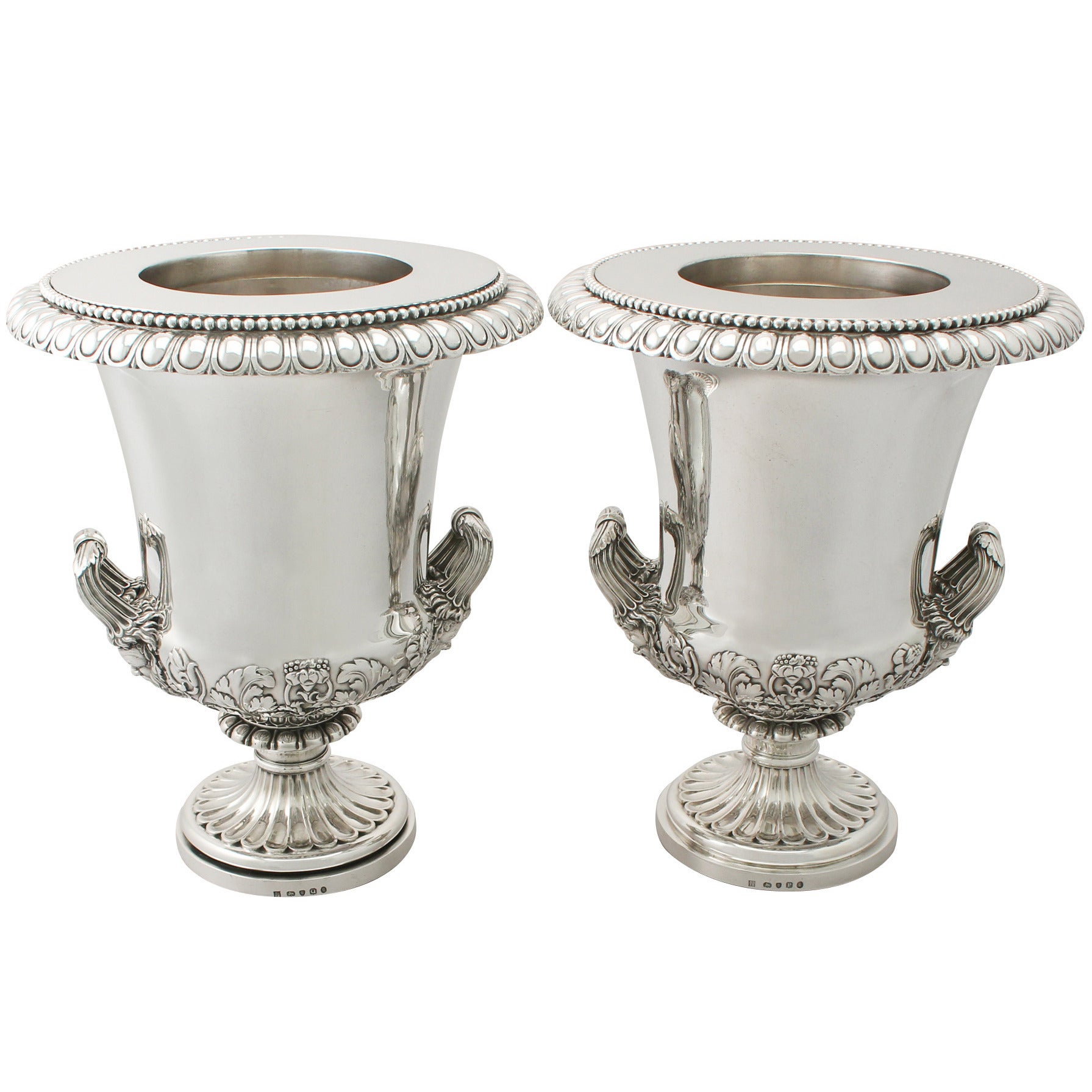 Antique Georgian Sterling Silver Wine Coolers