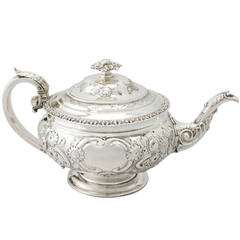 Scottish Sterling Silver Teapot, Antique George IV