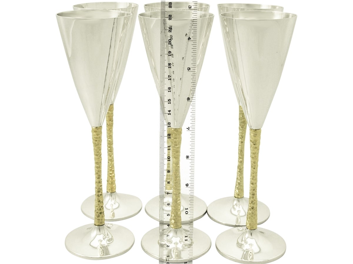 Sterling Silver Champagne Flutes Set of Six by Stuart Devlin For Sale