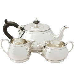 Sterling Silver Three-Piece Bachelor Tea Service, Antique George V