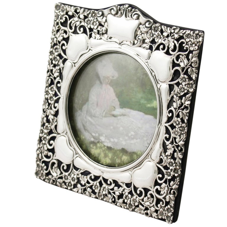 Sterling Silver Photograph Frame, Antique Edwardian For Sale at 1stdibs