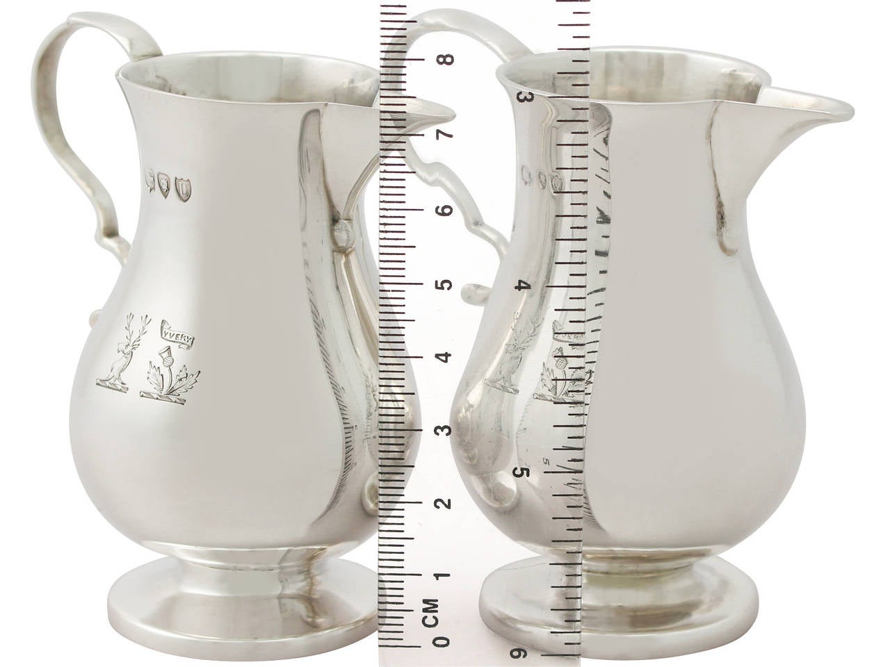 Antique Pair of Sterling Silver Cream Jugs For Sale at 1stdibs