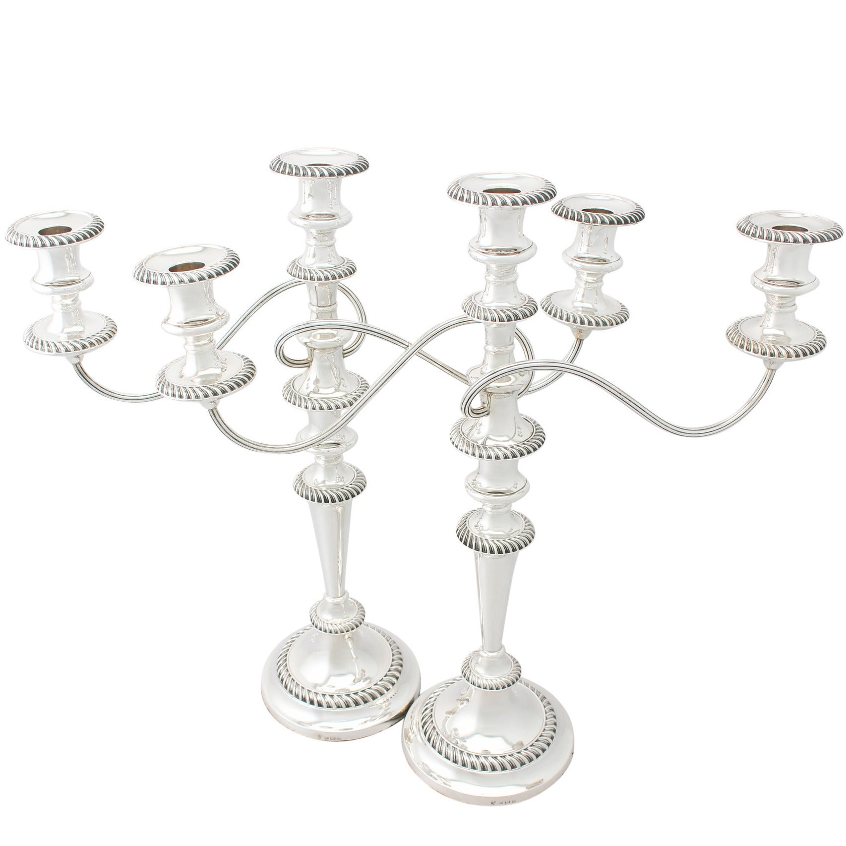 Sterling Silver Three-Light Candelabra/Centerpiece, George III Style, Antique