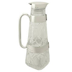 Antique Victorian Cut Glass and Sterling Silver Mounted Lemonade/Claret Jug 1