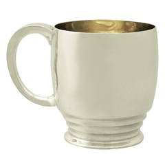 Art Deco Style Antique Edward VIII Sterling Silver Christening Mug 2