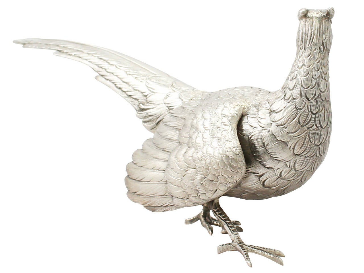 German Sterling Silver Table Pheasants - Antique Style - Vintage 1959 In Excellent Condition In Jesmond, Newcastle Upon Tyne