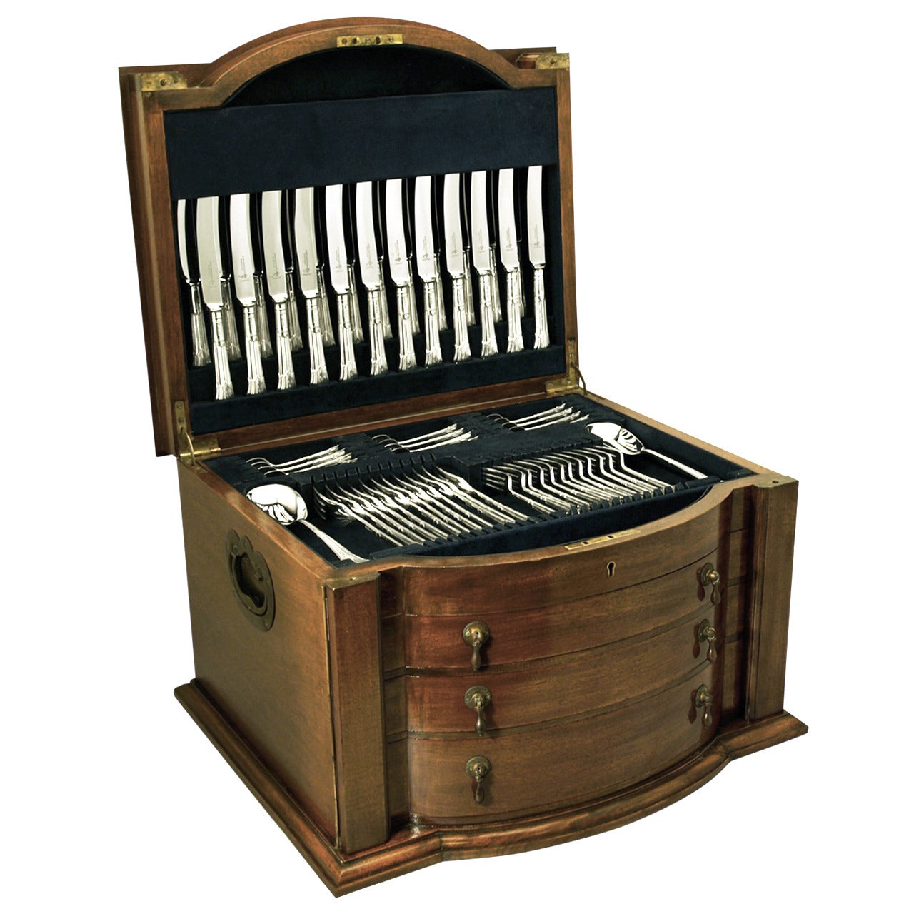 Antique Sterling Silver Canteen of Cutlery for Twelve Persons