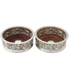 Pair of Electroplated and Sterling Silver Bottle Coasters - William IV Style 3