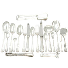 Sterling Silver Canteen of Cutlery for 12 Persons, Antique Edwardian