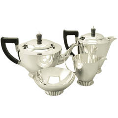 Art Deco, Vintage George VI Sterling Silver Four Piece Tea and Coffee Service 5