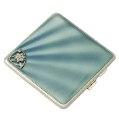 Sterling Silver, Enamel and Marcasite Cigarette Case - Antique George V 4