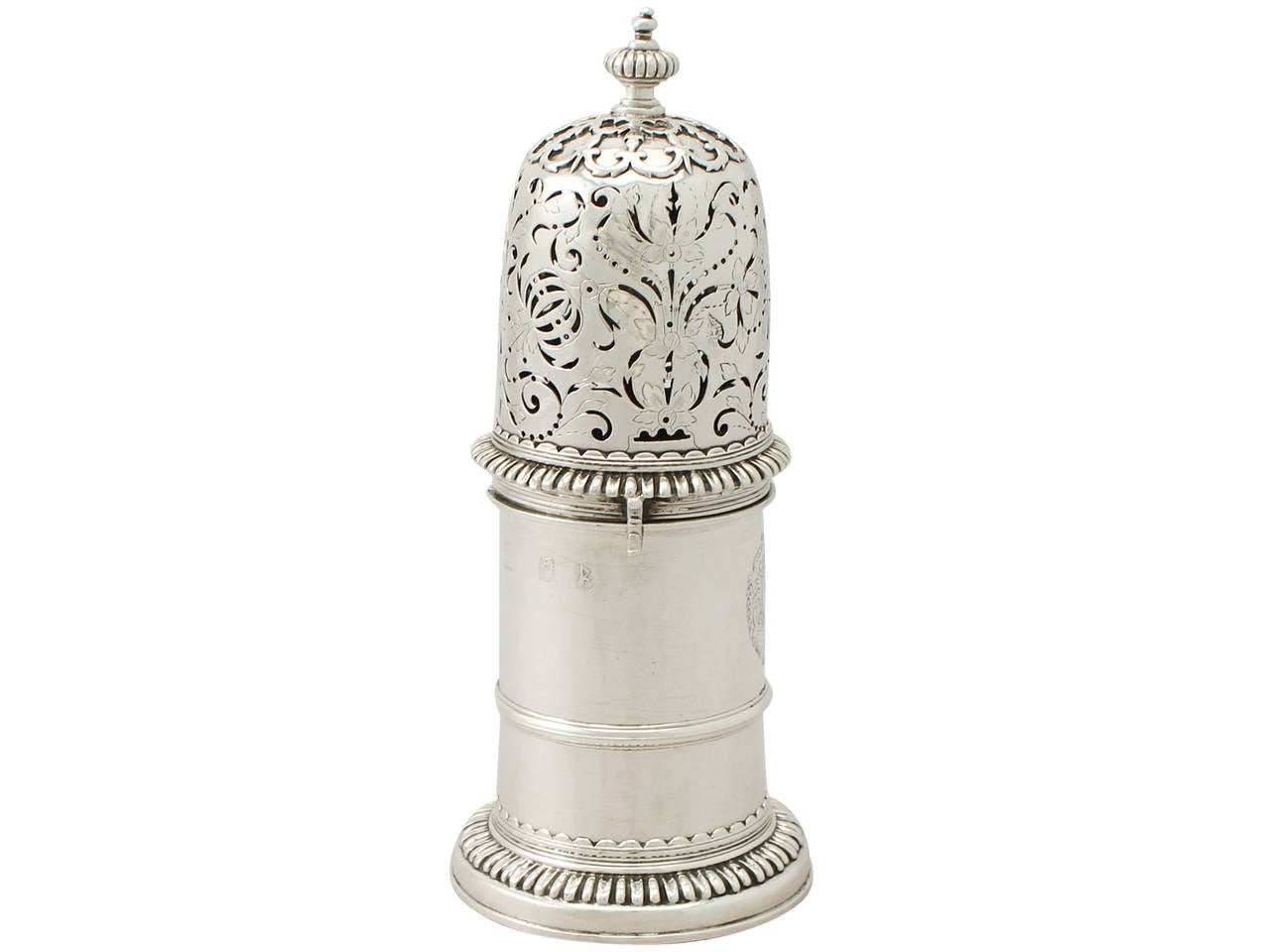 An exceptional, fine and impressive antique William III English Britannia standard silver lighthouse style sugar caster; an addition to our silver teaware collection.

This exceptional antique William III English Britannia standard silver* sugar