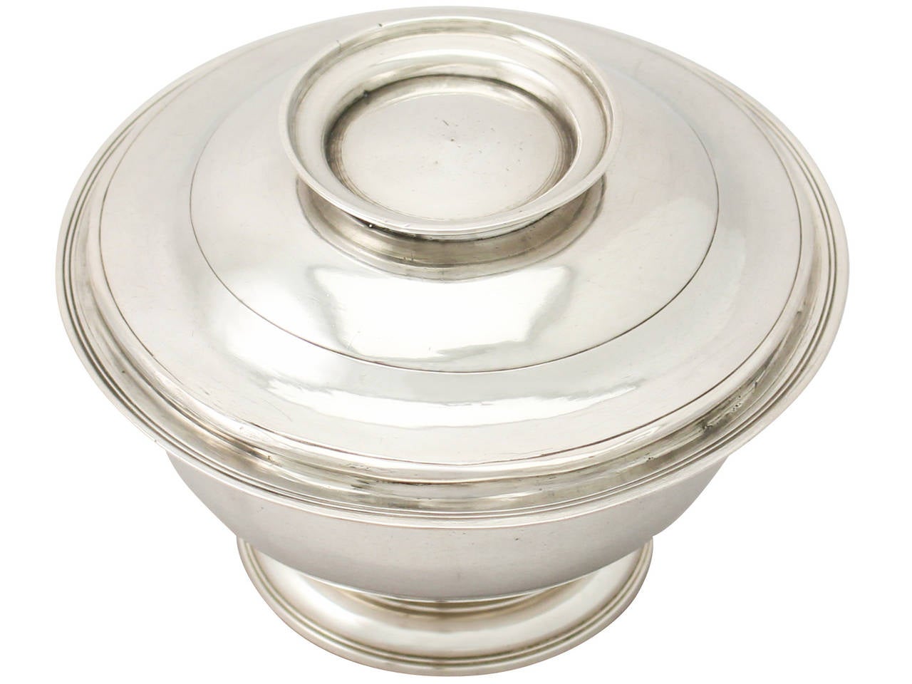 Sterling Silver Sugar Bowl and Cover/Stand, Antique George I