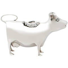 Vintage Elizabeth II Sterling Silver Cow Creamer 18th Century Style 9