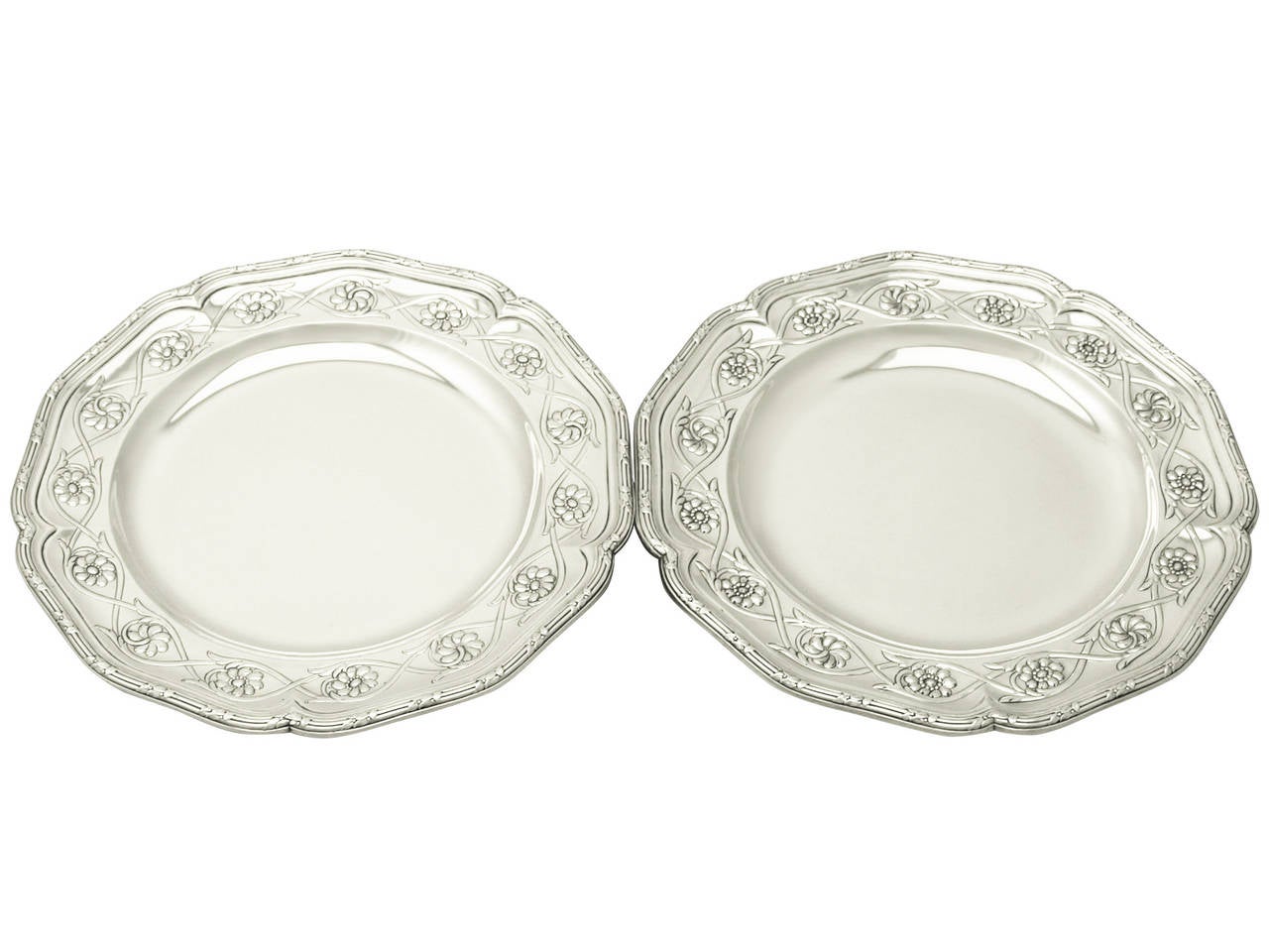 Pair of Sterling Silver Plates - Antique Victorian
