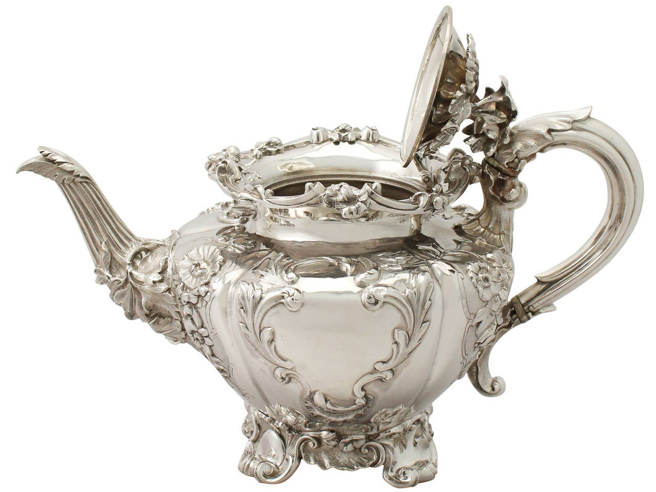 English Sterling Silver Teapot, Antique Victorian