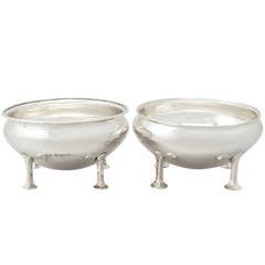 Pair of Sterling Silver Bowls by A E Jones - Arts and Crafts Style - Antique