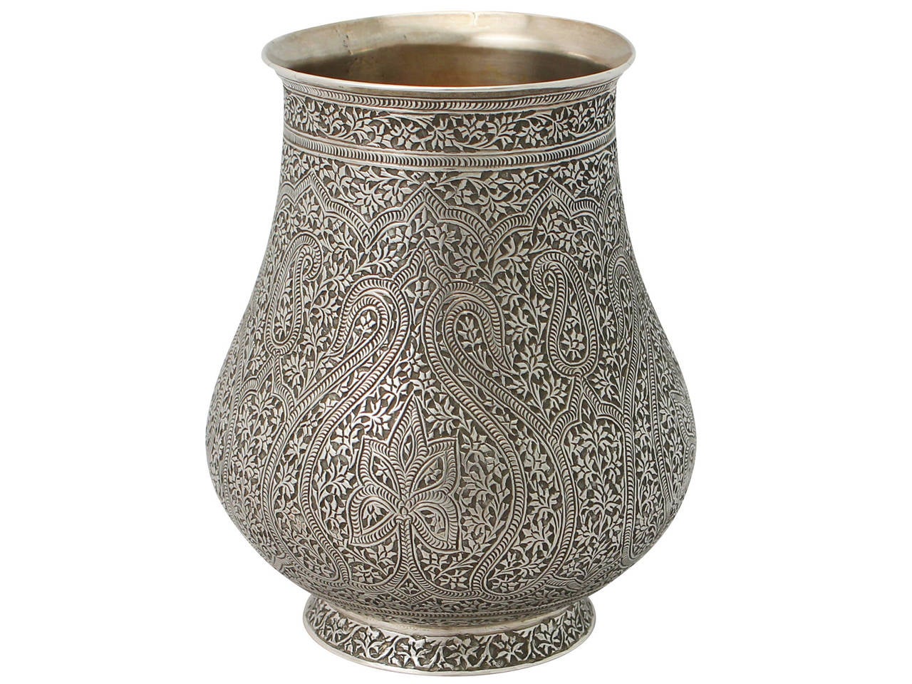 Pair of Indian Sterling Silver Vases, Antique, circa 1880 at 1stDibs