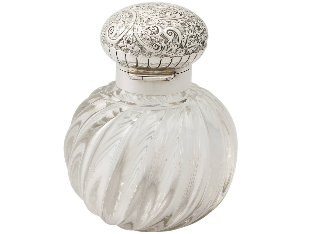 Other Blown Glass and Sterling Silver Scent Bottle, Antique George V