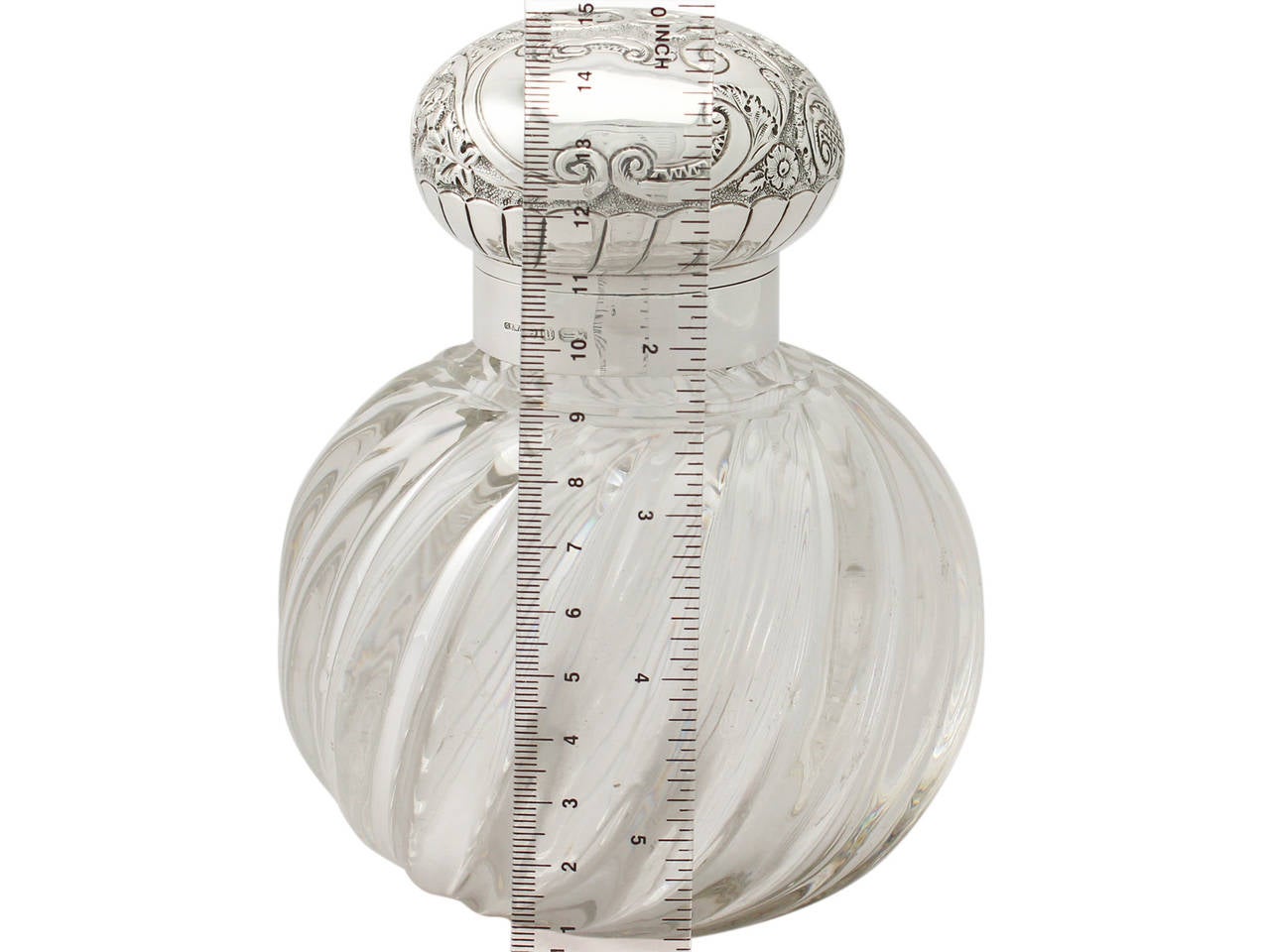 Blown Glass and Sterling Silver Scent Bottle, Antique George V 2