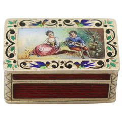Austrian Silver Gilt and Enamel Pill Box - Antique Circa 1910 2