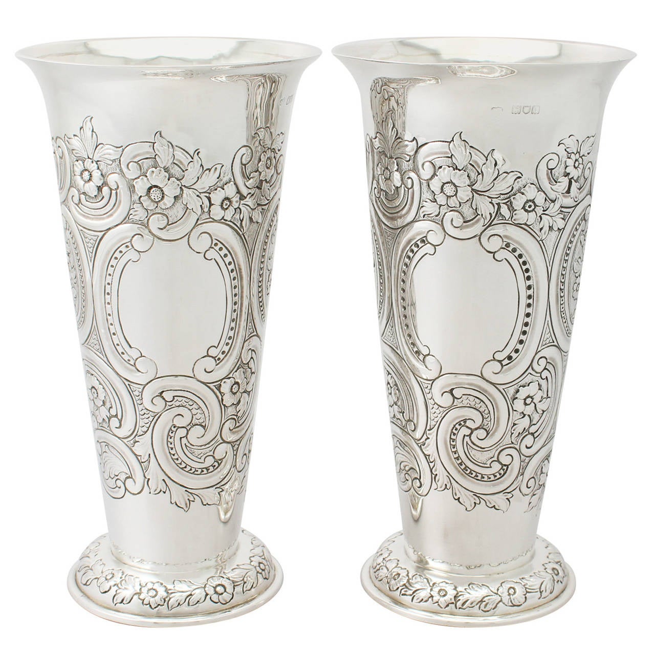 Pair of Sterling Silver Vases/Centerpieces, Antique Victorian at 1stdibs