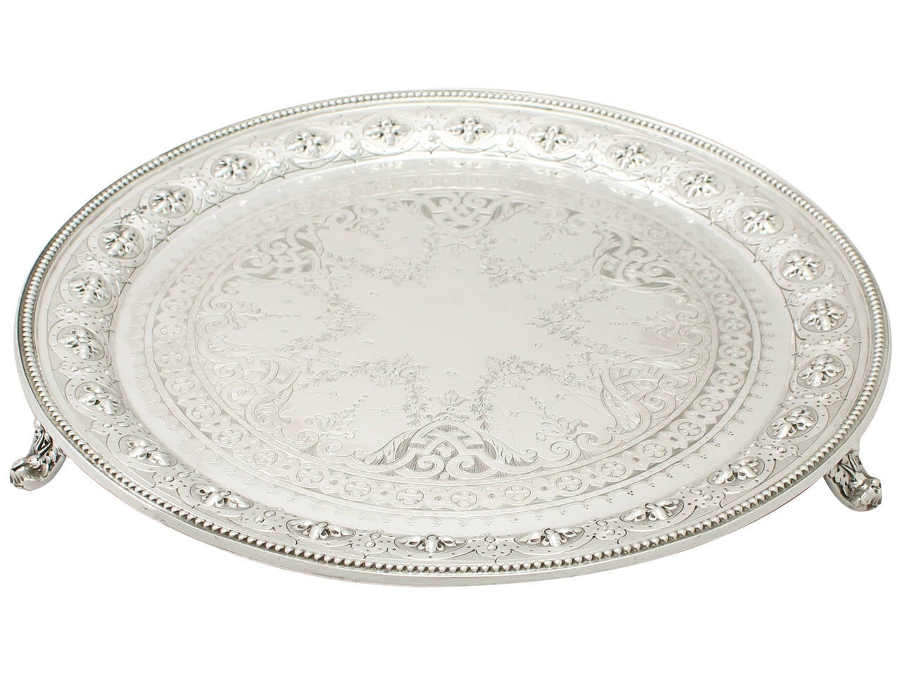 Sterling Silver Salver, Antique Victorian