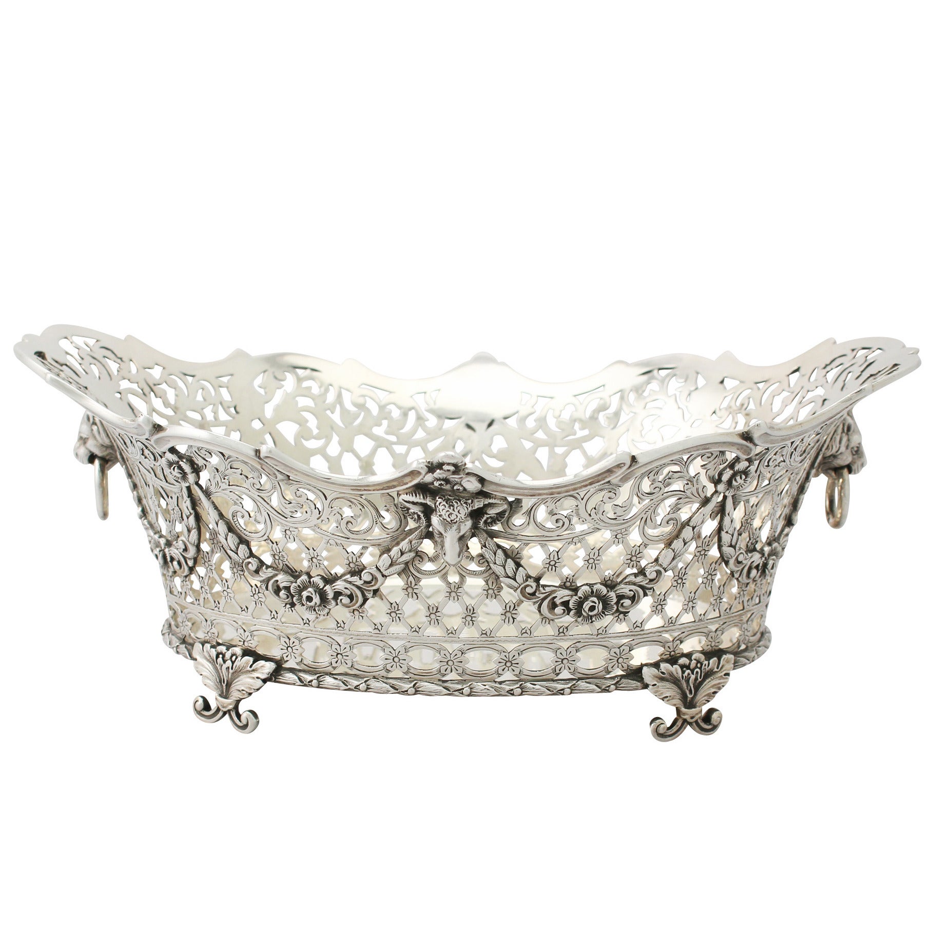 Sterling Silver Fruit Basket - Antique Victorian