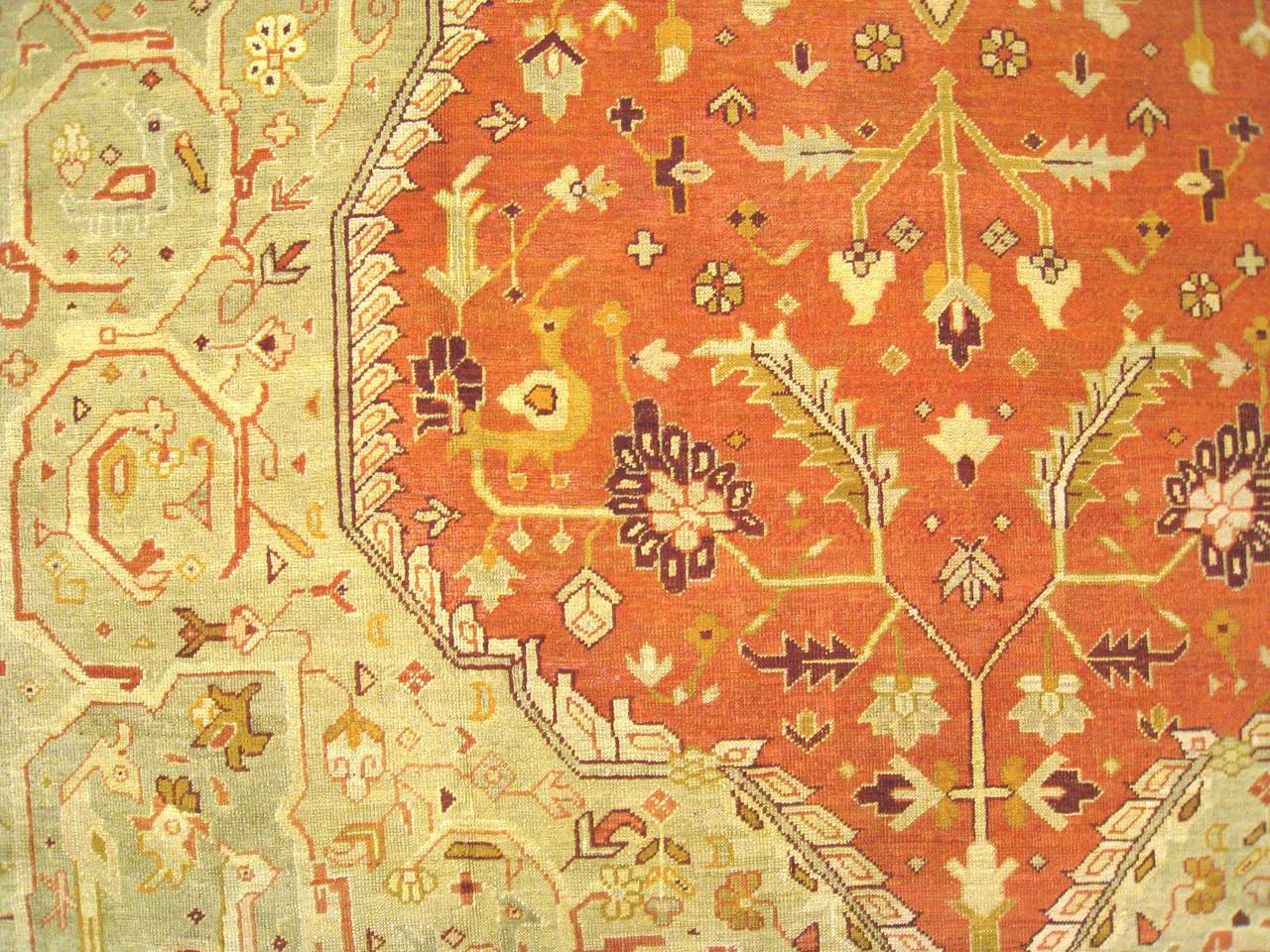 Antique Turkish Oushak Oriental Carpet, Oversize, with Medallion and