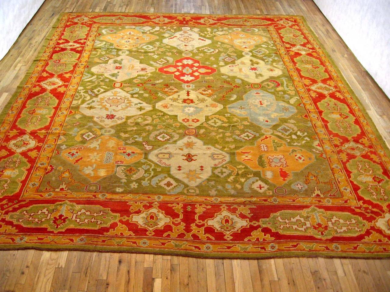 Roomsized Antique Turkish Oushak Oriental Carpet For Sale at 1stdibs