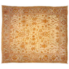 Antique Turkish Oushak Oriental Rug with Allover Design and Soft Colors 4