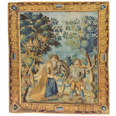 Antique 18th Century French Aubusson Tapestry with Romantic Tale of Don Quixote 10