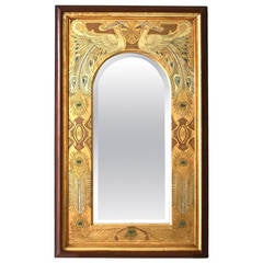Spectacular Art Nouveau Mirror with Peacocks