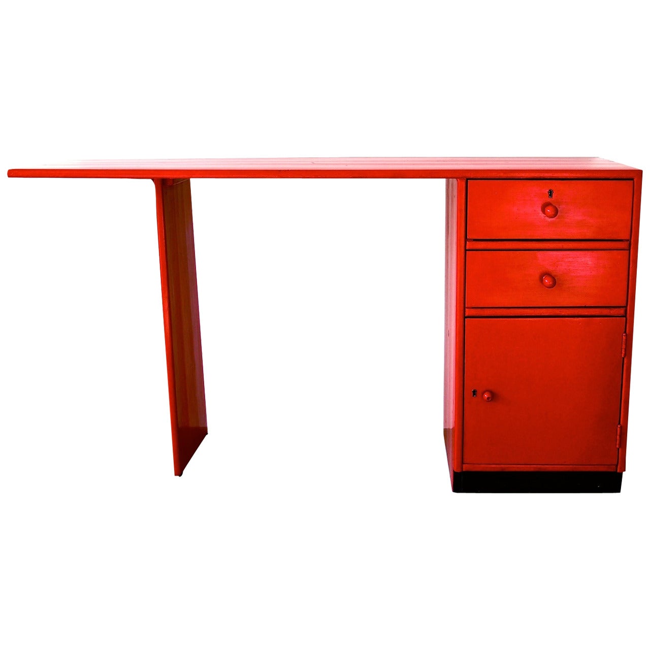 Ladies' Writing Desk by Gerrit Rietveld in Red Painted Wood, 1936