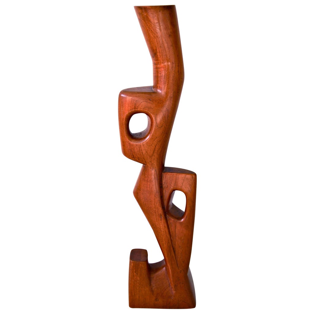 Abstract 1950s Teak Sculpture by Dolf Breetvelt For Sale